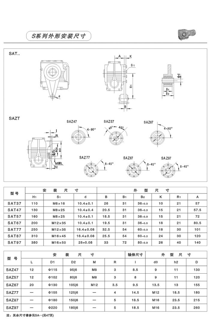 S系列斜齒輪-蝸輪蝸桿減速電機(jī) S系列斜齒輪-蝸輪蝸桿減速電機(jī)