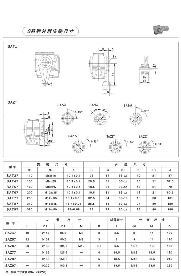 S系列斜齒輪-蝸輪蝸桿減速電機(jī) S系列斜齒輪-蝸輪蝸桿減速電機(jī)